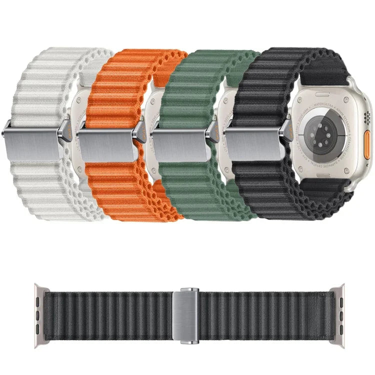 สายรัดนาฬิกาไนลอนถักพร้อมหัวเข็มขัดแม่เหล็กแบบออฟโรด สำหรับ Apple Watch SE 2023 44mm, สำหรับ Apple Watch SE 2023 40mm, สำหรับ Apple Watch Ultra 2 49mm, สำหรับ Apple Watch Series 9 45mm, สำหรับ Apple Watch Series 9 41mm, สำหรับ Apple Watch Ultra 49mm