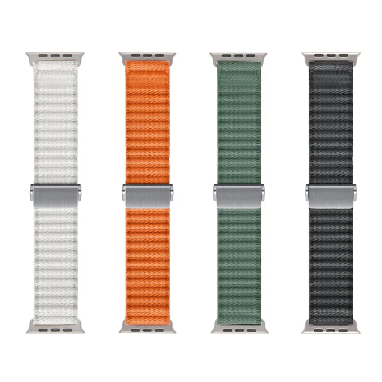 สายรัดนาฬิกาไนลอนถักพร้อมหัวเข็มขัดแม่เหล็กแบบออฟโรด สำหรับ Apple Watch SE 2023 44mm, สำหรับ Apple Watch SE 2023 40mm, สำหรับ Apple Watch Ultra 2 49mm, สำหรับ Apple Watch Series 9 45mm, สำหรับ Apple Watch Series 9 41mm, สำหรับ Apple Watch Ultra 49mm