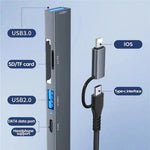 ตัวแปลงขยายฮับ ADS-805 8 พิน + Type-C เป็น USB-C พร้อม USB 2.0 / 3.0 และเครื่องอ่านการ์ด SD / TF, ADS-805