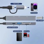 ตัวแปลงขยายฮับ ADS-805 8 พิน + Type-C เป็น USB-C พร้อม USB 2.0 / 3.0 และเครื่องอ่านการ์ด SD / TF, ADS-805