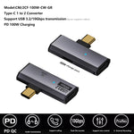 อะแดปเตอร์แปลง USB-C / Type-C ตัวผู้เป็น Type-C ตัวเมียคู่ USB3.2/10Gbps OTG พร้อมชาร์จ PD100W, Type-C ตัวเมียคู่