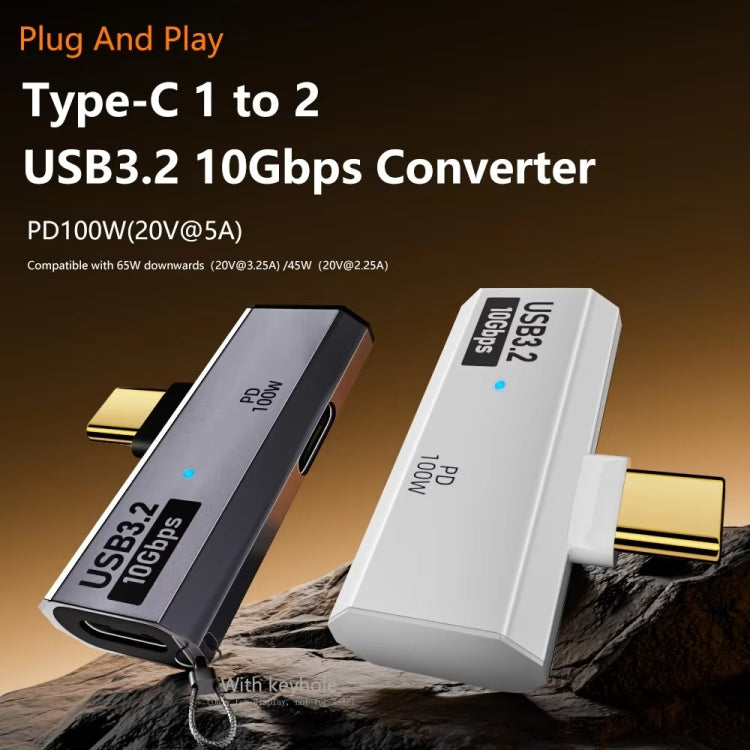 อะแดปเตอร์แปลง USB-C / Type-C ตัวผู้เป็น Type-C ตัวเมียคู่ USB3.2/10Gbps OTG พร้อมชาร์จ PD100W, Type-C ตัวเมียคู่