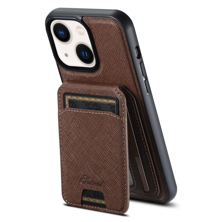 เคสหนังกระเป๋า Suteni H18 ลายขวาง MagSafe สำหรับ iPhone 13 Pro Max, สำหรับ iPhone 13 Pro, สำหรับ iPhone 13, สำหรับ iPhone 12, สำหรับ iPhone 12 Pro Max, สำหรับ iPhone 12 Pro
