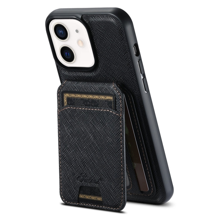 เคสหนังกระเป๋า Suteni H18 ลายขวาง MagSafe สำหรับ iPhone 13 Pro Max, สำหรับ iPhone 13 Pro, สำหรับ iPhone 13, สำหรับ iPhone 12, สำหรับ iPhone 12 Pro Max, สำหรับ iPhone 12 Pro