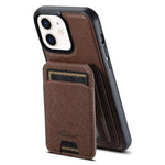 เคสหนังกระเป๋า Suteni H18 ลายขวาง MagSafe สำหรับ iPhone 13 Pro Max, สำหรับ iPhone 13 Pro, สำหรับ iPhone 13, สำหรับ iPhone 12, สำหรับ iPhone 12 Pro Max, สำหรับ iPhone 12 Pro