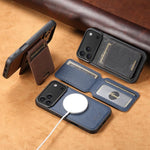 เคสหนังกระเป๋า Suteni H18 ลายขวาง MagSafe สำหรับ iPhone 13 Pro Max, สำหรับ iPhone 13 Pro, สำหรับ iPhone 13, สำหรับ iPhone 12, สำหรับ iPhone 12 Pro Max, สำหรับ iPhone 12 Pro