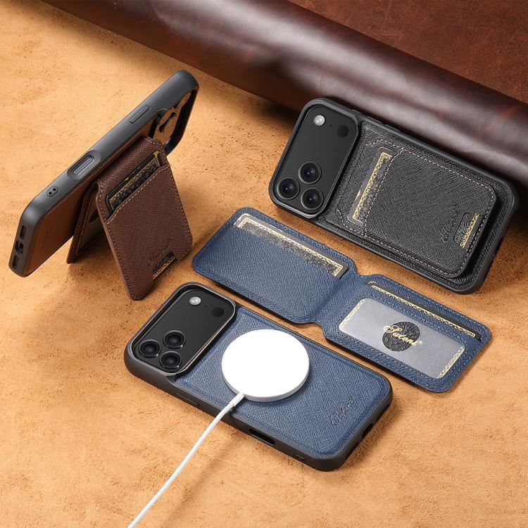 เคสหนังกระเป๋า Suteni H18 ลายขวาง MagSafe สำหรับ iPhone 13 Pro Max, สำหรับ iPhone 13 Pro, สำหรับ iPhone 13, สำหรับ iPhone 12, สำหรับ iPhone 12 Pro Max, สำหรับ iPhone 12 Pro