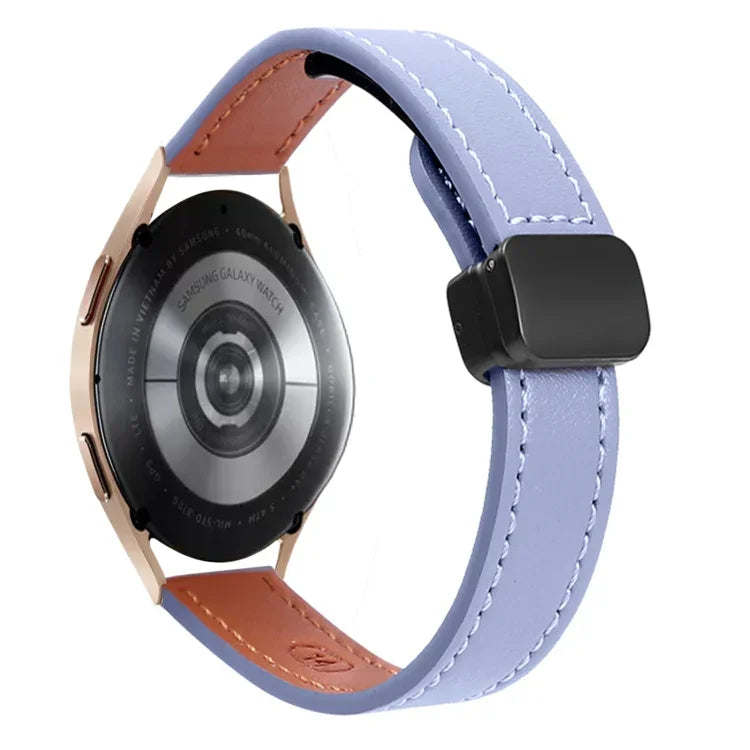 Slim Magnetic Buckle 20mm Microfiber Leather Watch Band, magnetic leather watch band for Galaxy Watch 4, stylish design.
