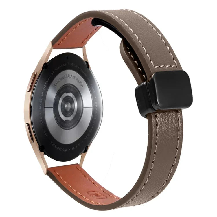 สายรัดนาฬิกาหนังไมโครไฟเบอร์แบบหัวเข็มขัดแม่เหล็กบาง 20 มม. สำหรับ Samsung Galaxy Watch 4 40 / 44 มม. สำหรับ Samsung Galaxy Watch 4 Classic 42 / 46 มม.
