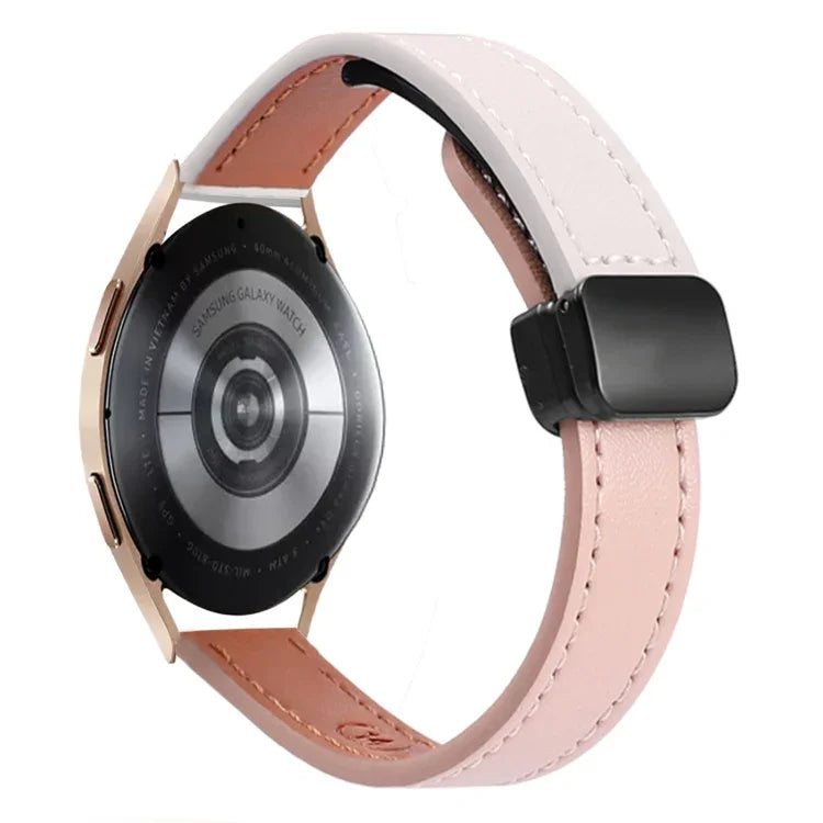 สายรัดนาฬิกาหนังไมโครไฟเบอร์แบบหัวเข็มขัดแม่เหล็กบาง 20 มม. สำหรับ Samsung Galaxy Watch 4 40 / 44 มม. สำหรับ Samsung Galaxy Watch 4 Classic 42 / 46 มม.