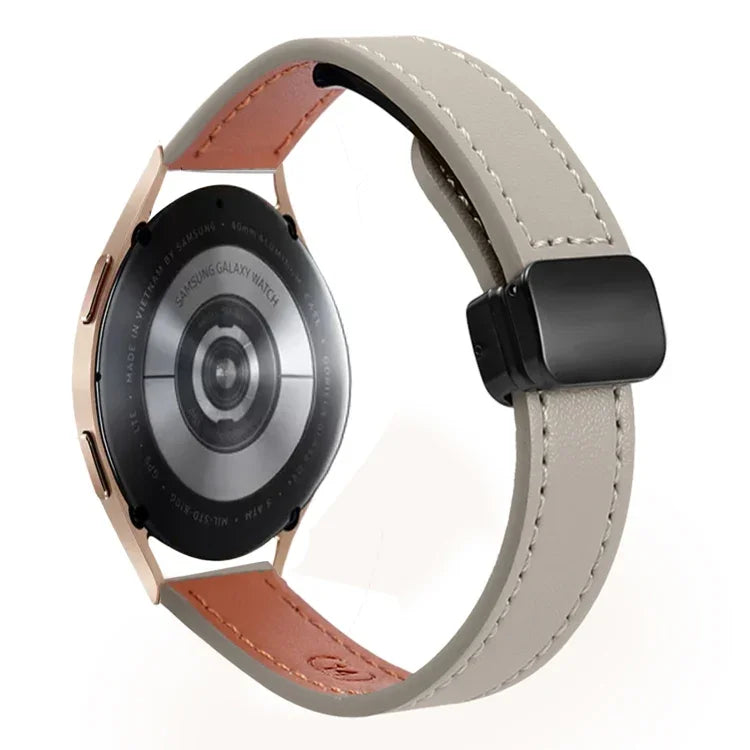 สายรัดนาฬิกาหนังไมโครไฟเบอร์แบบหัวเข็มขัดแม่เหล็กบาง 20 มม. สำหรับ Samsung Galaxy Watch 4 40 / 44 มม. สำหรับ Samsung Galaxy Watch 4 Classic 42 / 46 มม.
