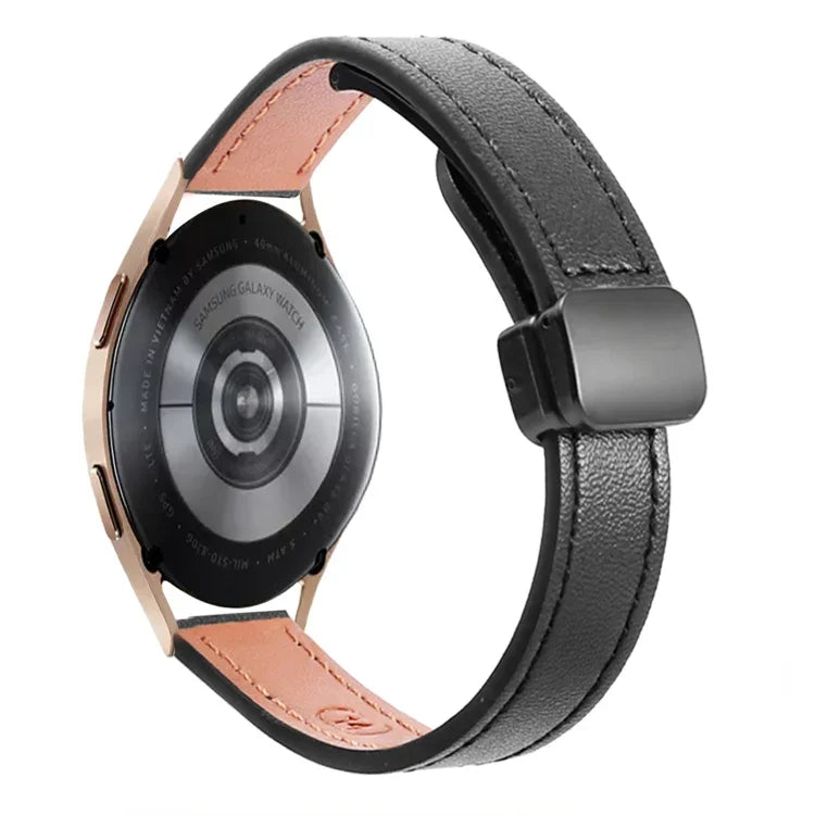 สายรัดนาฬิกาหนังไมโครไฟเบอร์แบบหัวเข็มขัดแม่เหล็กบาง 20 มม. สำหรับ Samsung Galaxy Watch 4 40 / 44 มม. สำหรับ Samsung Galaxy Watch 4 Classic 42 / 46 มม.