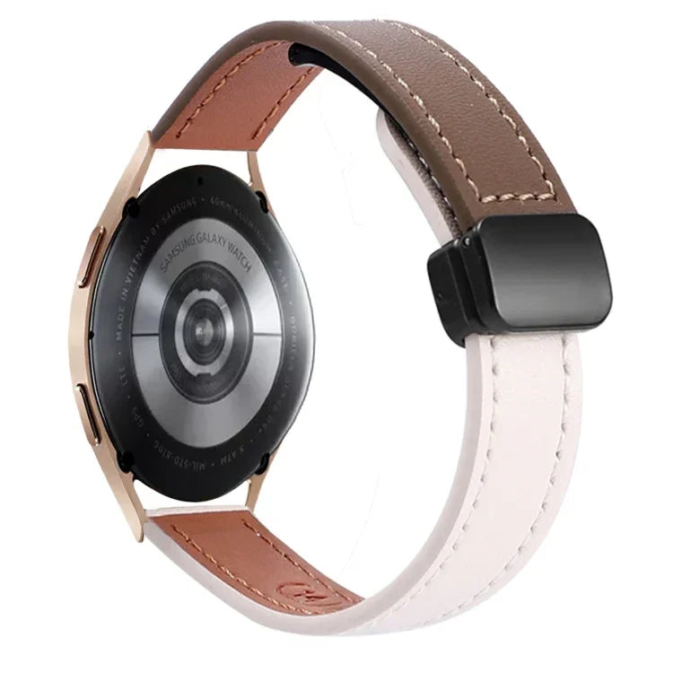 สายรัดนาฬิกาหนังไมโครไฟเบอร์แบบหัวเข็มขัดแม่เหล็กบาง 20 มม. สำหรับ Samsung Galaxy Watch 4 40 / 44 มม. สำหรับ Samsung Galaxy Watch 4 Classic 42 / 46 มม.