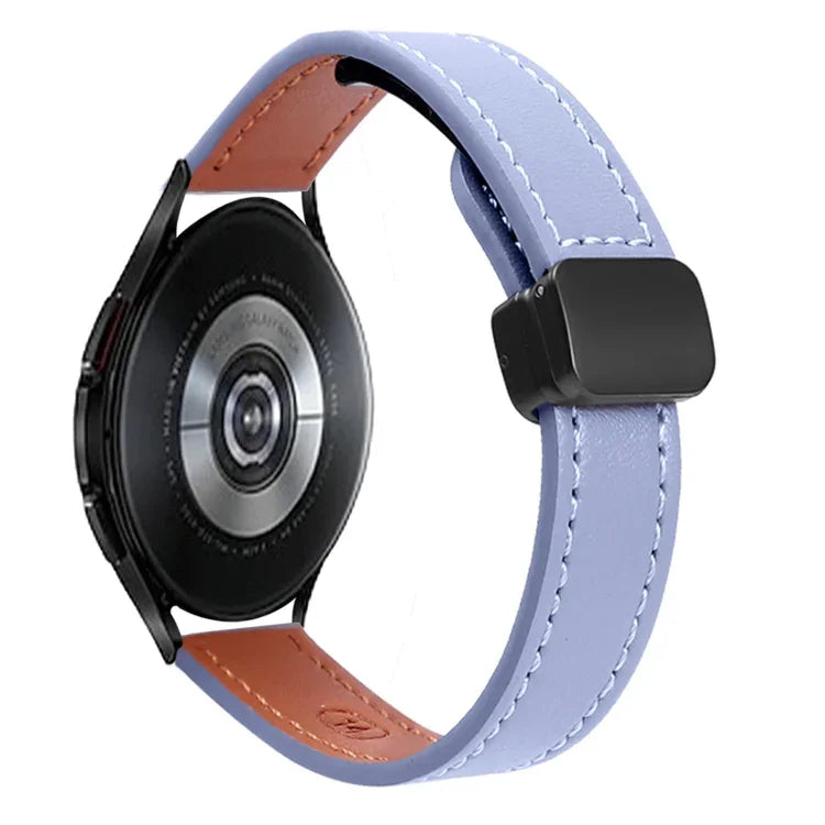 สายรัดนาฬิกาหนังไมโครไฟเบอร์แบบหัวเข็มขัดแม่เหล็กบาง 20 มม. สำหรับ Samsung Galaxy Watch 4 40 / 44 มม. สำหรับ Samsung Galaxy Watch 4 Classic 42 / 46 มม.