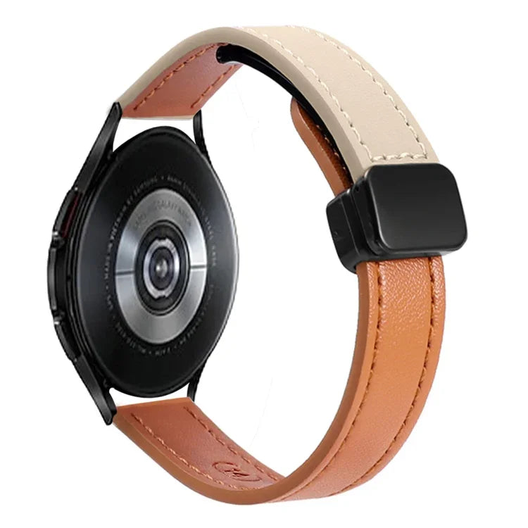 สายรัดนาฬิกาหนังไมโครไฟเบอร์แบบหัวเข็มขัดแม่เหล็กบาง 20 มม. สำหรับ Samsung Galaxy Watch 4 40 / 44 มม. สำหรับ Samsung Galaxy Watch 4 Classic 42 / 46 มม.