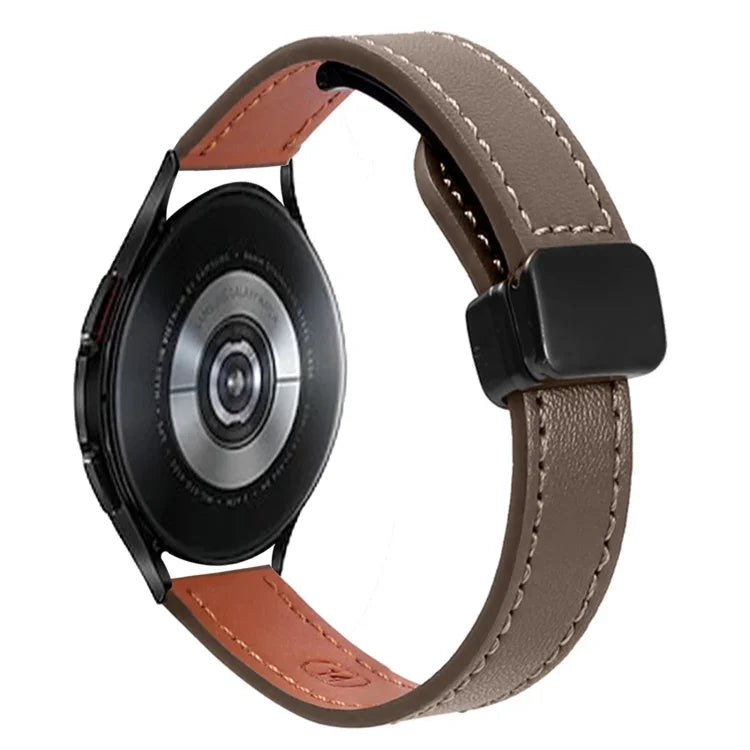 สายรัดนาฬิกาหนังไมโครไฟเบอร์แบบหัวเข็มขัดแม่เหล็กบาง 20 มม. สำหรับ Samsung Galaxy Watch 4 40 / 44 มม. สำหรับ Samsung Galaxy Watch 4 Classic 42 / 46 มม.