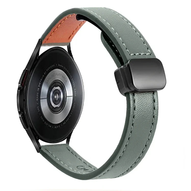 สายรัดนาฬิกาหนังไมโครไฟเบอร์แบบหัวเข็มขัดแม่เหล็กบาง 20 มม. สำหรับ Samsung Galaxy Watch 4 40 / 44 มม. สำหรับ Samsung Galaxy Watch 4 Classic 42 / 46 มม.