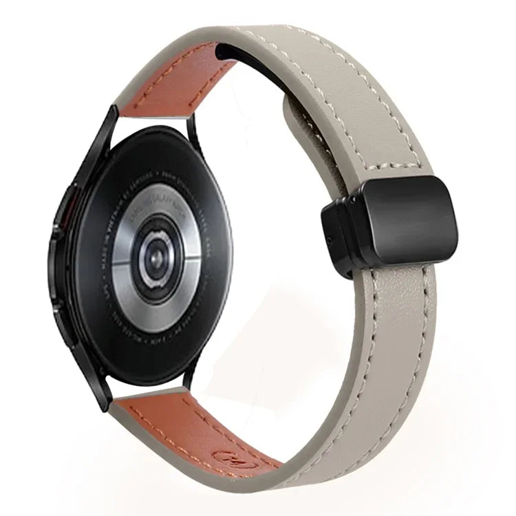 สายรัดนาฬิกาหนังไมโครไฟเบอร์แบบหัวเข็มขัดแม่เหล็กบาง 20 มม. สำหรับ Samsung Galaxy Watch 4 40 / 44 มม. สำหรับ Samsung Galaxy Watch 4 Classic 42 / 46 มม.