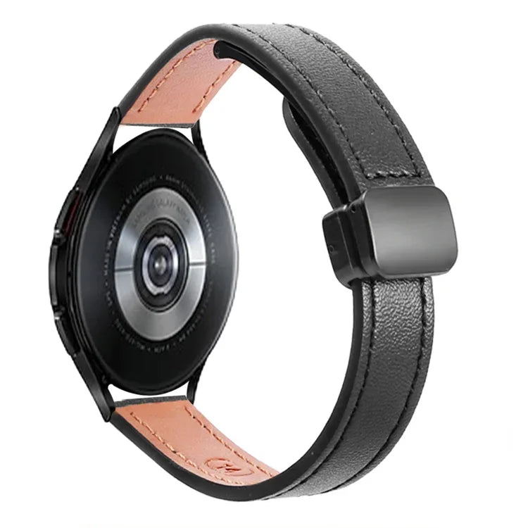 สายรัดนาฬิกาหนังไมโครไฟเบอร์แบบหัวเข็มขัดแม่เหล็กบาง 20 มม. สำหรับ Samsung Galaxy Watch 4 40 / 44 มม. สำหรับ Samsung Galaxy Watch 4 Classic 42 / 46 มม.