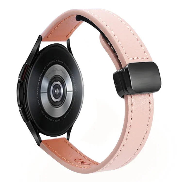สายรัดนาฬิกาหนังไมโครไฟเบอร์แบบหัวเข็มขัดแม่เหล็กบาง 20 มม. สำหรับ Samsung Galaxy Watch 4 40 / 44 มม. สำหรับ Samsung Galaxy Watch 4 Classic 42 / 46 มม.