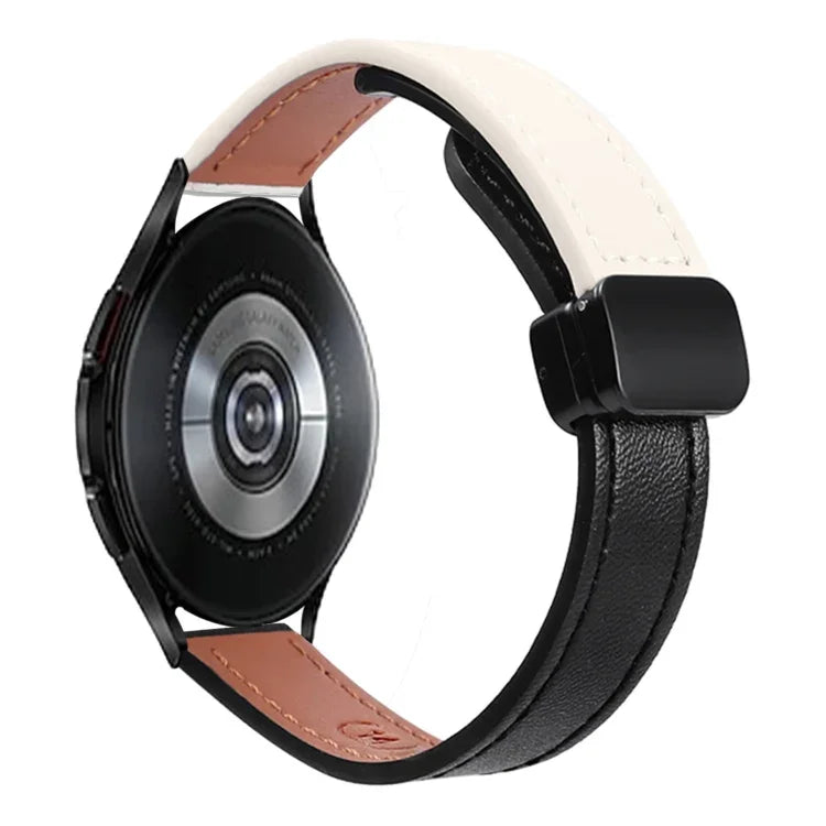 สายรัดนาฬิกาหนังไมโครไฟเบอร์แบบหัวเข็มขัดแม่เหล็กบาง 20 มม. สำหรับ Samsung Galaxy Watch 4 40 / 44 มม. สำหรับ Samsung Galaxy Watch 4 Classic 42 / 46 มม.