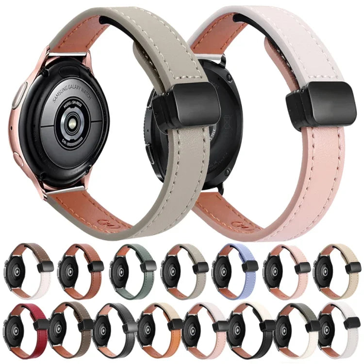 สายรัดนาฬิกาหนังไมโครไฟเบอร์แบบหัวเข็มขัดแม่เหล็กบาง 20 มม. สำหรับ Samsung Galaxy Watch 4 40 / 44 มม. สำหรับ Samsung Galaxy Watch 4 Classic 42 / 46 มม.