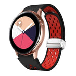 สายรัดนาฬิกาซิลิโคนพับหัวเข็มขัดแม่เหล็กสีเงินสองสี สำหรับ Samsung Galaxy Watch 3 41 มม., สำหรับ Samsung Galaxy Watch Active, สำหรับ Samsung Galaxy Watch 42 มม., สำหรับ Samsung Gear S2 Classic