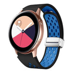 สายรัดนาฬิกาซิลิโคนพับหัวเข็มขัดแม่เหล็กสีเงินสองสี สำหรับ Samsung Galaxy Watch 3 41 มม., สำหรับ Samsung Galaxy Watch Active, สำหรับ Samsung Galaxy Watch 42 มม., สำหรับ Samsung Gear S2 Classic