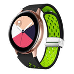 สายรัดนาฬิกาซิลิโคนพับหัวเข็มขัดแม่เหล็กสีเงินสองสี สำหรับ Samsung Galaxy Watch 3 41 มม., สำหรับ Samsung Galaxy Watch Active, สำหรับ Samsung Galaxy Watch 42 มม., สำหรับ Samsung Gear S2 Classic