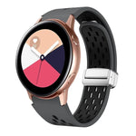 สายรัดนาฬิกาซิลิโคนพับหัวเข็มขัดแม่เหล็กสีเงินสองสี สำหรับ Samsung Galaxy Watch 3 41 มม., สำหรับ Samsung Galaxy Watch Active, สำหรับ Samsung Galaxy Watch 42 มม., สำหรับ Samsung Gear S2 Classic