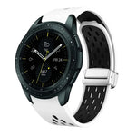 สายรัดนาฬิกาซิลิโคนพับหัวเข็มขัดแม่เหล็กสีเงินสองสี สำหรับ Samsung Galaxy Watch 3 41 มม., สำหรับ Samsung Galaxy Watch Active, สำหรับ Samsung Galaxy Watch 42 มม., สำหรับ Samsung Gear S2 Classic