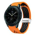 สายรัดนาฬิกาซิลิโคนพับหัวเข็มขัดแม่เหล็กสีเงินสองสี สำหรับ Samsung Galaxy Watch 3 41 มม., สำหรับ Samsung Galaxy Watch Active, สำหรับ Samsung Galaxy Watch 42 มม., สำหรับ Samsung Gear S2 Classic