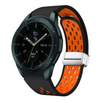 สายรัดนาฬิกาซิลิโคนพับหัวเข็มขัดแม่เหล็กสีเงินสองสี สำหรับ Samsung Galaxy Watch 3 41 มม., สำหรับ Samsung Galaxy Watch Active, สำหรับ Samsung Galaxy Watch 42 มม., สำหรับ Samsung Gear S2 Classic
