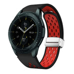 สายรัดนาฬิกาซิลิโคนพับหัวเข็มขัดแม่เหล็กสีเงินสองสี สำหรับ Samsung Galaxy Watch 3 41 มม., สำหรับ Samsung Galaxy Watch Active, สำหรับ Samsung Galaxy Watch 42 มม., สำหรับ Samsung Gear S2 Classic