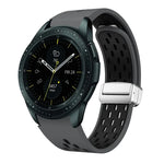 สายรัดนาฬิกาซิลิโคนพับหัวเข็มขัดแม่เหล็กสีเงินสองสี สำหรับ Samsung Galaxy Watch 3 41 มม., สำหรับ Samsung Galaxy Watch Active, สำหรับ Samsung Galaxy Watch 42 มม., สำหรับ Samsung Gear S2 Classic