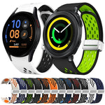 สายรัดนาฬิกาซิลิโคนพับหัวเข็มขัดแม่เหล็กสีเงินสองสี สำหรับ Samsung Galaxy Watch 3 41 มม., สำหรับ Samsung Galaxy Watch Active, สำหรับ Samsung Galaxy Watch 42 มม., สำหรับ Samsung Gear S2 Classic