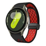 สายซิลิโคนพับแม่เหล็กสองสีพร้อมหัวเข็มขัดสีดำ สำหรับ Samsung Galaxy Watch 7 40 / 44มม., สำหรับ Samsung Galaxy Watch 5 40 / 44มม., สำหรับ Samsung Galaxy Watch 4 40 / 44มม., สำหรับ Samsung Galaxy Watch 4 Classic 42 / 46มม.