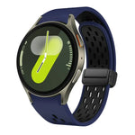 สายซิลิโคนพับแม่เหล็กสองสีพร้อมหัวเข็มขัดสีดำ สำหรับ Samsung Galaxy Watch 7 40 / 44มม., สำหรับ Samsung Galaxy Watch 5 40 / 44มม., สำหรับ Samsung Galaxy Watch 4 40 / 44มม., สำหรับ Samsung Galaxy Watch 4 Classic 42 / 46มม.