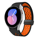 สายซิลิโคนพับแม่เหล็กสองสีพร้อมหัวเข็มขัดสีดำ สำหรับ Samsung Galaxy Watch 7 40 / 44มม., สำหรับ Samsung Galaxy Watch 5 40 / 44มม., สำหรับ Samsung Galaxy Watch 4 40 / 44มม., สำหรับ Samsung Galaxy Watch 4 Classic 42 / 46มม.