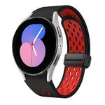 สายซิลิโคนพับแม่เหล็กสองสีพร้อมหัวเข็มขัดสีดำ สำหรับ Samsung Galaxy Watch 7 40 / 44มม., สำหรับ Samsung Galaxy Watch 5 40 / 44มม., สำหรับ Samsung Galaxy Watch 4 40 / 44มม., สำหรับ Samsung Galaxy Watch 4 Classic 42 / 46มม.