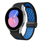 สายซิลิโคนพับแม่เหล็กสองสีพร้อมหัวเข็มขัดสีดำ สำหรับ Samsung Galaxy Watch 7 40 / 44มม., สำหรับ Samsung Galaxy Watch 5 40 / 44มม., สำหรับ Samsung Galaxy Watch 4 40 / 44มม., สำหรับ Samsung Galaxy Watch 4 Classic 42 / 46มม.