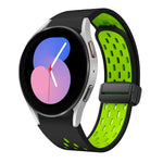 สายซิลิโคนพับแม่เหล็กสองสีพร้อมหัวเข็มขัดสีดำ สำหรับ Samsung Galaxy Watch 7 40 / 44มม., สำหรับ Samsung Galaxy Watch 5 40 / 44มม., สำหรับ Samsung Galaxy Watch 4 40 / 44มม., สำหรับ Samsung Galaxy Watch 4 Classic 42 / 46มม.