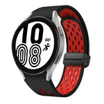 สายซิลิโคนพับแม่เหล็กสองสีพร้อมหัวเข็มขัดสีดำ สำหรับ Samsung Galaxy Watch 7 40 / 44มม., สำหรับ Samsung Galaxy Watch 5 40 / 44มม., สำหรับ Samsung Galaxy Watch 4 40 / 44มม., สำหรับ Samsung Galaxy Watch 4 Classic 42 / 46มม.