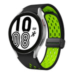 สายซิลิโคนพับแม่เหล็กสองสีพร้อมหัวเข็มขัดสีดำ สำหรับ Samsung Galaxy Watch 7 40 / 44มม., สำหรับ Samsung Galaxy Watch 5 40 / 44มม., สำหรับ Samsung Galaxy Watch 4 40 / 44มม., สำหรับ Samsung Galaxy Watch 4 Classic 42 / 46มม.