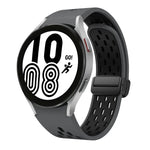 สายซิลิโคนพับแม่เหล็กสองสีพร้อมหัวเข็มขัดสีดำ สำหรับ Samsung Galaxy Watch 7 40 / 44มม., สำหรับ Samsung Galaxy Watch 5 40 / 44มม., สำหรับ Samsung Galaxy Watch 4 40 / 44มม., สำหรับ Samsung Galaxy Watch 4 Classic 42 / 46มม.