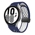 สายซิลิโคนพับแม่เหล็กสองสีพร้อมหัวเข็มขัดสีดำ สำหรับ Samsung Galaxy Watch 7 40 / 44มม., สำหรับ Samsung Galaxy Watch 5 40 / 44มม., สำหรับ Samsung Galaxy Watch 4 40 / 44มม., สำหรับ Samsung Galaxy Watch 4 Classic 42 / 46มม.