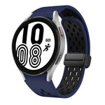 สายซิลิโคนพับแม่เหล็กสองสีพร้อมหัวเข็มขัดสีดำ สำหรับ Samsung Galaxy Watch 7 40 / 44มม., สำหรับ Samsung Galaxy Watch 5 40 / 44มม., สำหรับ Samsung Galaxy Watch 4 40 / 44มม., สำหรับ Samsung Galaxy Watch 4 Classic 42 / 46มม.