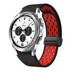 สายซิลิโคนพับแม่เหล็กสองสีพร้อมหัวเข็มขัดสีดำ สำหรับ Samsung Galaxy Watch 7 40 / 44มม., สำหรับ Samsung Galaxy Watch 5 40 / 44มม., สำหรับ Samsung Galaxy Watch 4 40 / 44มม., สำหรับ Samsung Galaxy Watch 4 Classic 42 / 46มม.