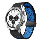 สายซิลิโคนพับแม่เหล็กสองสีพร้อมหัวเข็มขัดสีดำ สำหรับ Samsung Galaxy Watch 7 40 / 44มม., สำหรับ Samsung Galaxy Watch 5 40 / 44มม., สำหรับ Samsung Galaxy Watch 4 40 / 44มม., สำหรับ Samsung Galaxy Watch 4 Classic 42 / 46มม.