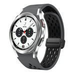 สายซิลิโคนพับแม่เหล็กสองสีพร้อมหัวเข็มขัดสีดำ สำหรับ Samsung Galaxy Watch 7 40 / 44มม., สำหรับ Samsung Galaxy Watch 5 40 / 44มม., สำหรับ Samsung Galaxy Watch 4 40 / 44มม., สำหรับ Samsung Galaxy Watch 4 Classic 42 / 46มม.